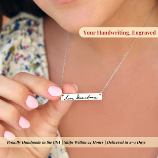 handwriting bar necklace silver
