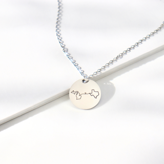 Custom Long Distance Necklace | State or Country Pendant