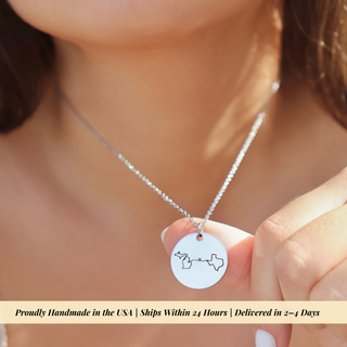 Custom Long Distance Necklace | State or Country Pendant