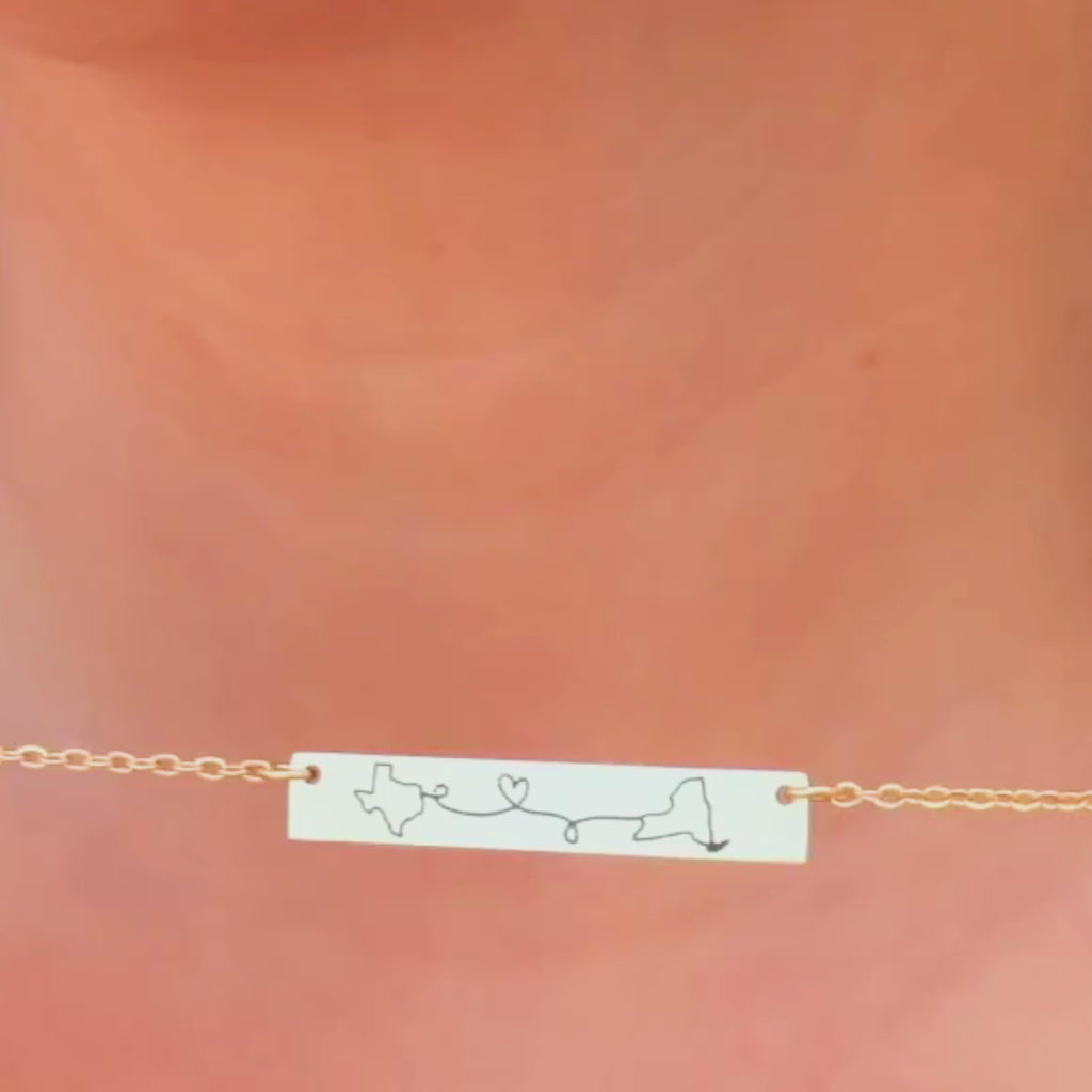 Long distance necklace personalized 